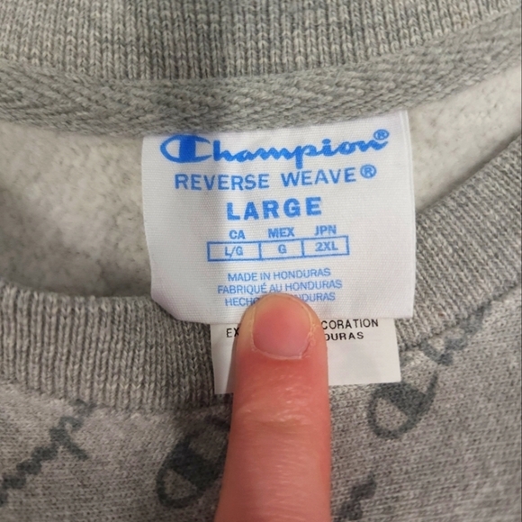 Champion Reverse Weave All Over Spell Out Crew Sweatshirt Size L - Picture 6 of 8
